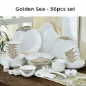 European Lourve Dinnerware Golden Sea 56Pcs set