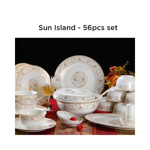 European Lourve Dinnerware Sun Island 56Pcs set