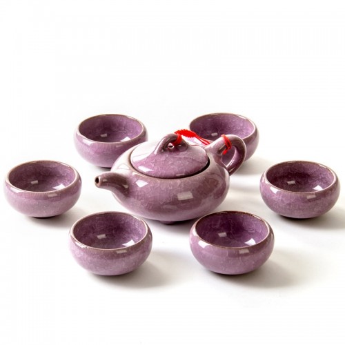Basic Ceramic 6PCs Teapot Set (Purple)