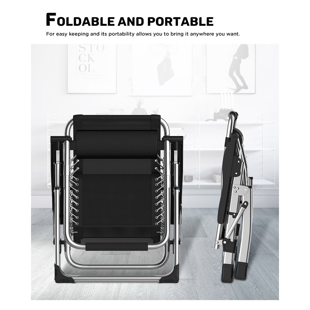 (Folding & Reclining) Velma Reclining Leisure Chair in Black (Folding & Reclining) Velma Reclining Leisure Chair in Black