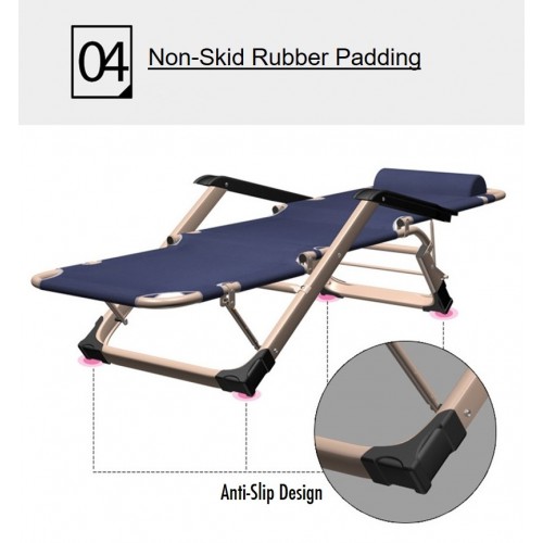 Premium Folding Reclining Leisure Chair (Navy)