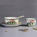 Chinese Lotus Ceramic 4 Pcs Soupware【荷趣】