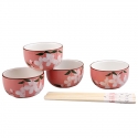 Hand-Painted Floral Ceramic Dining Set - pink