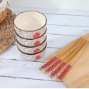 Japanese Ceramic Elementary 4 Pcs Dishware Set【富贵花开】