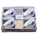 Japanese Ceramic Elementary 4 Pcs Dishware Set【青花碗筷】