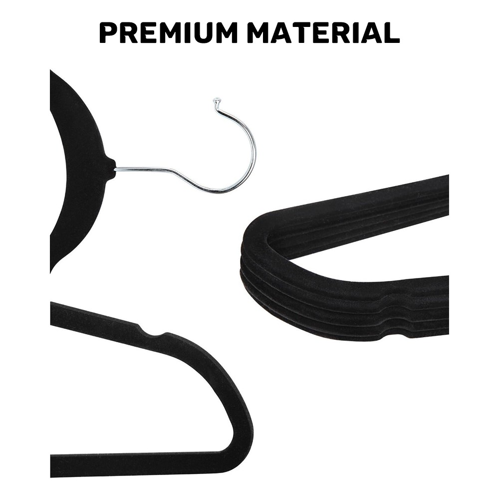 Velvet Anti-Slip Hanger - 100Pcs Bundle (Black) Velvet Anti-Slip Hanger - 100Pcs Bundle (Black)