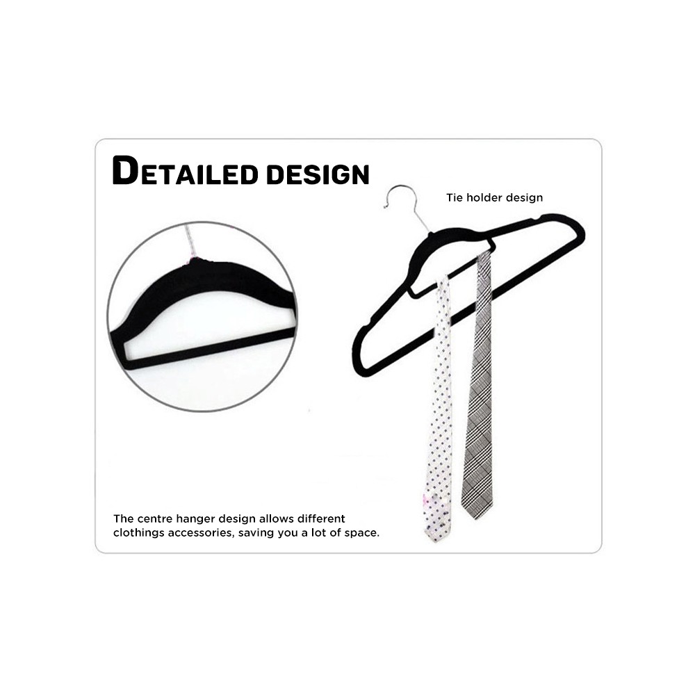 Velvet Anti-Slip Hanger - 100Pcs Bundle (Black) Velvet Anti-Slip Hanger - 100Pcs Bundle (Black)