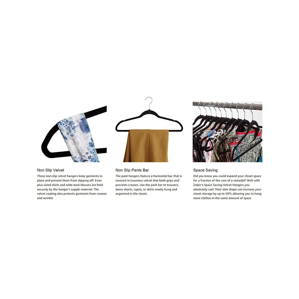 Velvet Anti-Slip Hanger - 100Pcs Bundle (Black) Velvet Anti-Slip Hanger - 100Pcs Bundle (Black)
