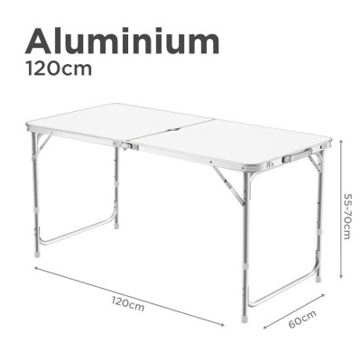 Aluminium Folding Table in White (120cm)