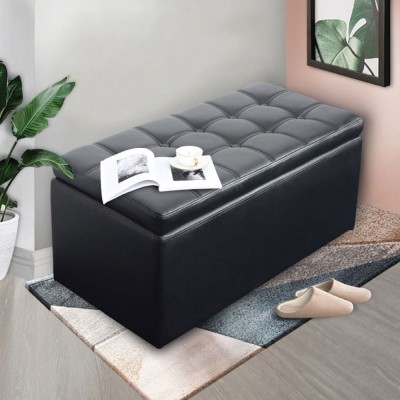 Leather-Grade Footstool Ottoman with Storage