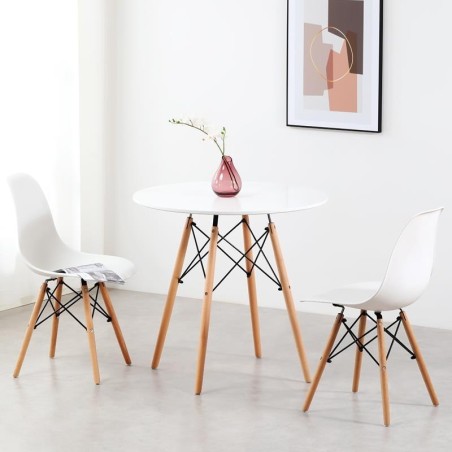 SOREN/EAMES Round Table and 2 Chairs