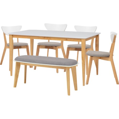 CHARMANT/NAIDA/ARTHUR Table with 4 Chairs and 1 Bench