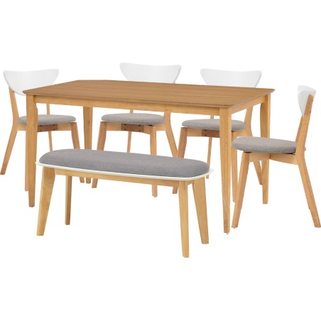 CHARMANT/NAIDA/ARTHUR Table with 4 Chairs and 1 Bench