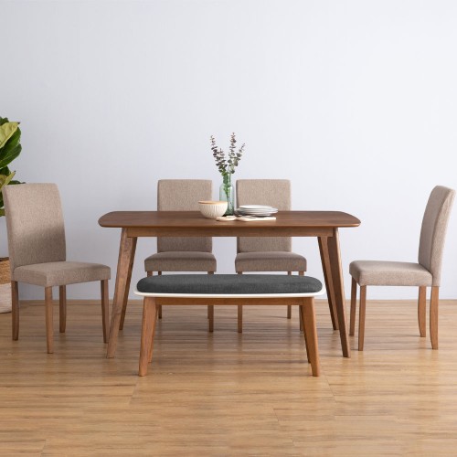 AIMON/LENORE/ARTHUR Dining Table with 4 Chairs and 1 Bench