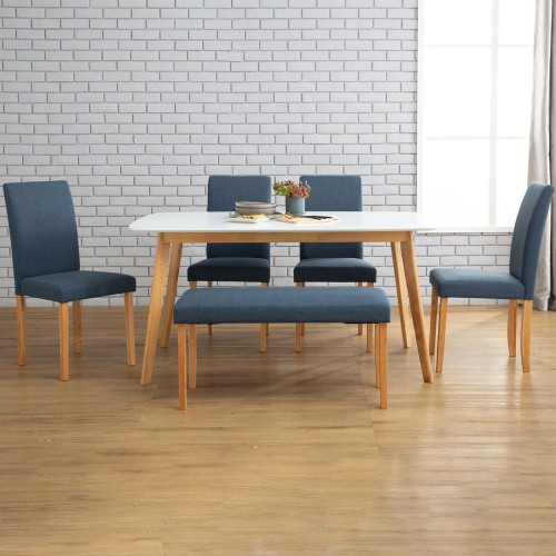 AIMON/LENORE Dining Table with 4 Chairs and 1 Bench