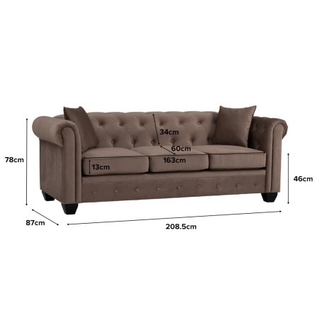 CURT 3 Seater Chesterfield Sofa