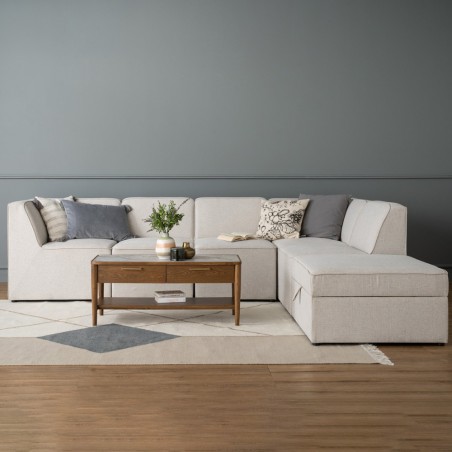 TRAVIS 4 Seater Corner Extended Modular Sofa with Storage Ottoman