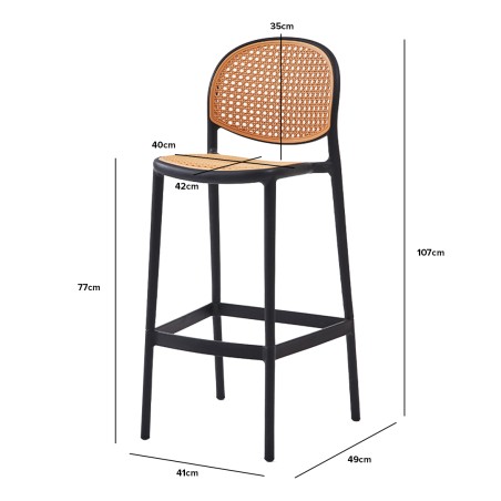 PARTHENIA Bar Stool with Backrest