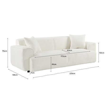 ELOUAN 3 Seater Sofa, Bouclé Fabric