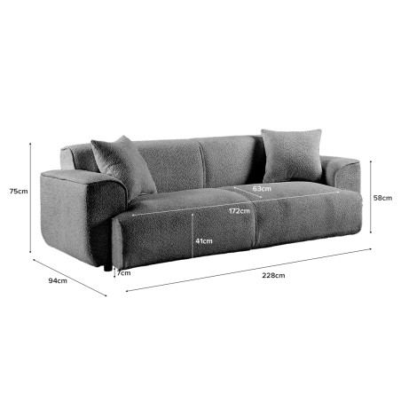 ELOUAN 3 Seater Sofa, Bouclé Fabric