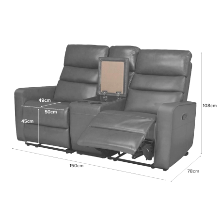 STANFORD 2 Seater Recliner Sofa with Cup Holder