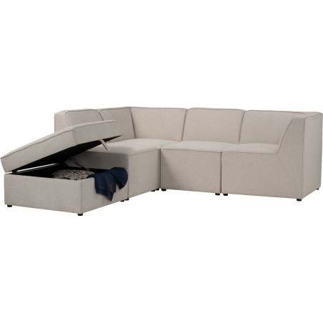 TRAVIS 3 Seater Corner Extended Modular Sofa with Storage Ottoman