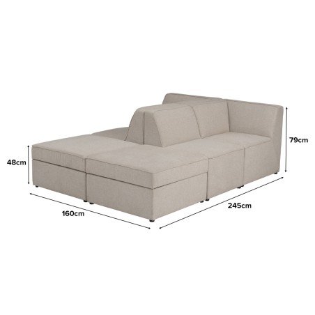 TRAVIS 4 Seater Extended Modular Sofa with Storage Ottoman