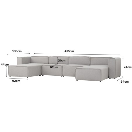 ALURA 4 Seater Modular Sofa with Ottoman