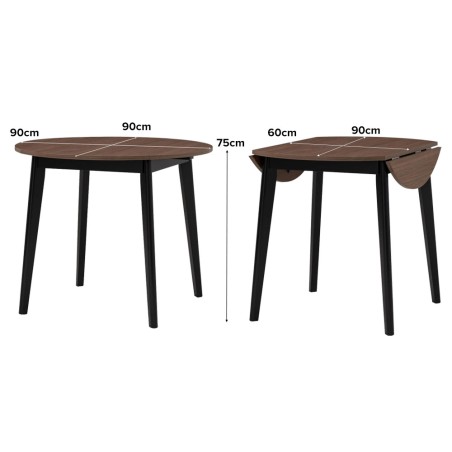 OVED/AVA Round Drop-Leaf Table and 2 Chairs