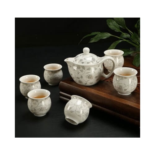 Premium XL Ceramic Teapot Set 6PCs (Design 1)