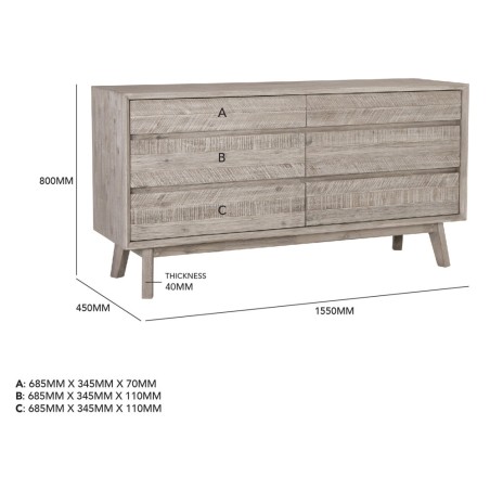MADRID Chest of 6 Drawers, acacia