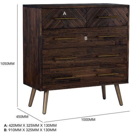 SILVAN Chest of 5 Drawers