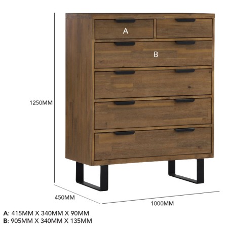 BURNHILL Chest of 6 Drawers