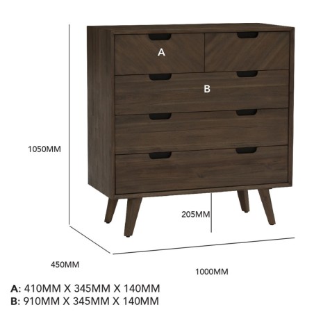 TORRALL Chest of 5 Drawers