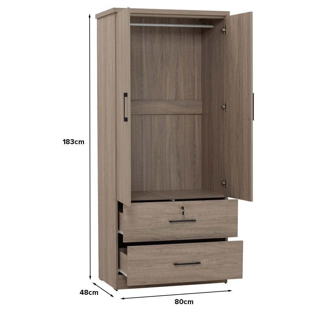 DUBLIN Wardrobe with 2 Doors and Drawers - JIJI.SG