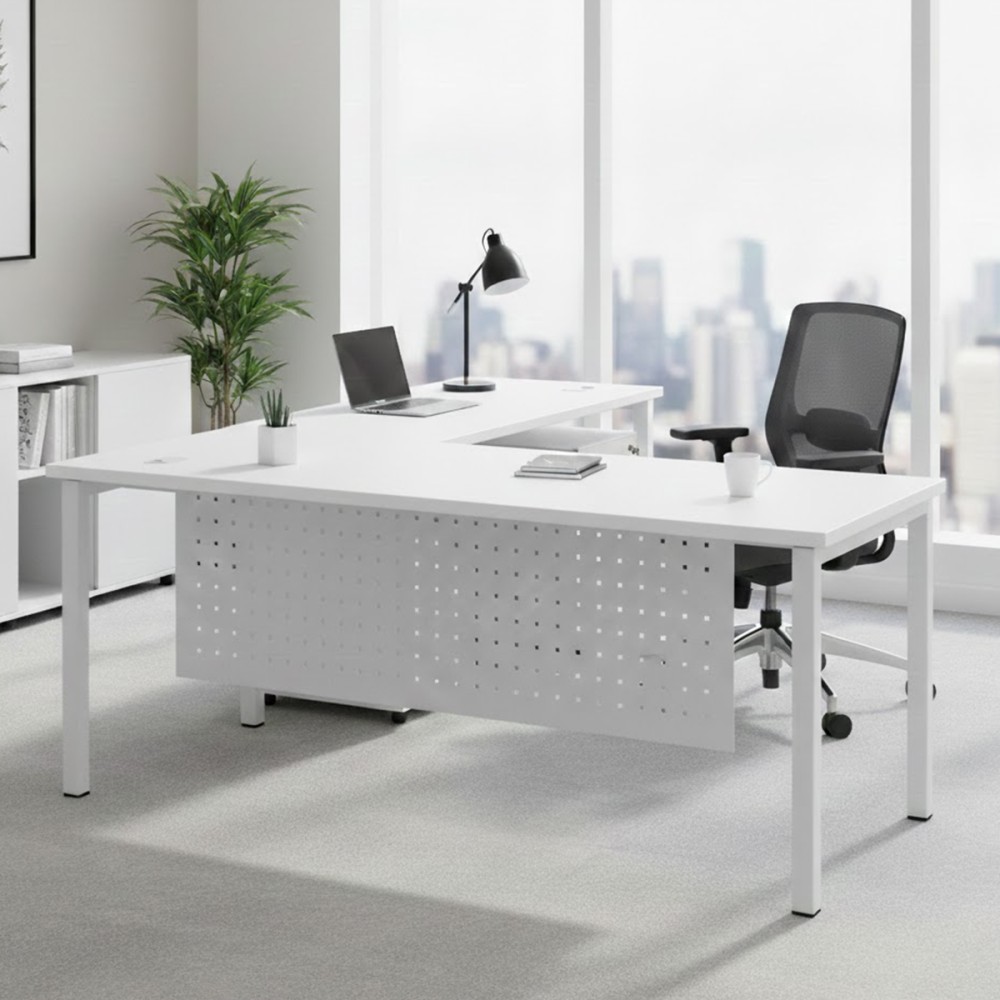 FORSBERG L-Shaped Office Desk with Modesty Panel - JIJI.SG