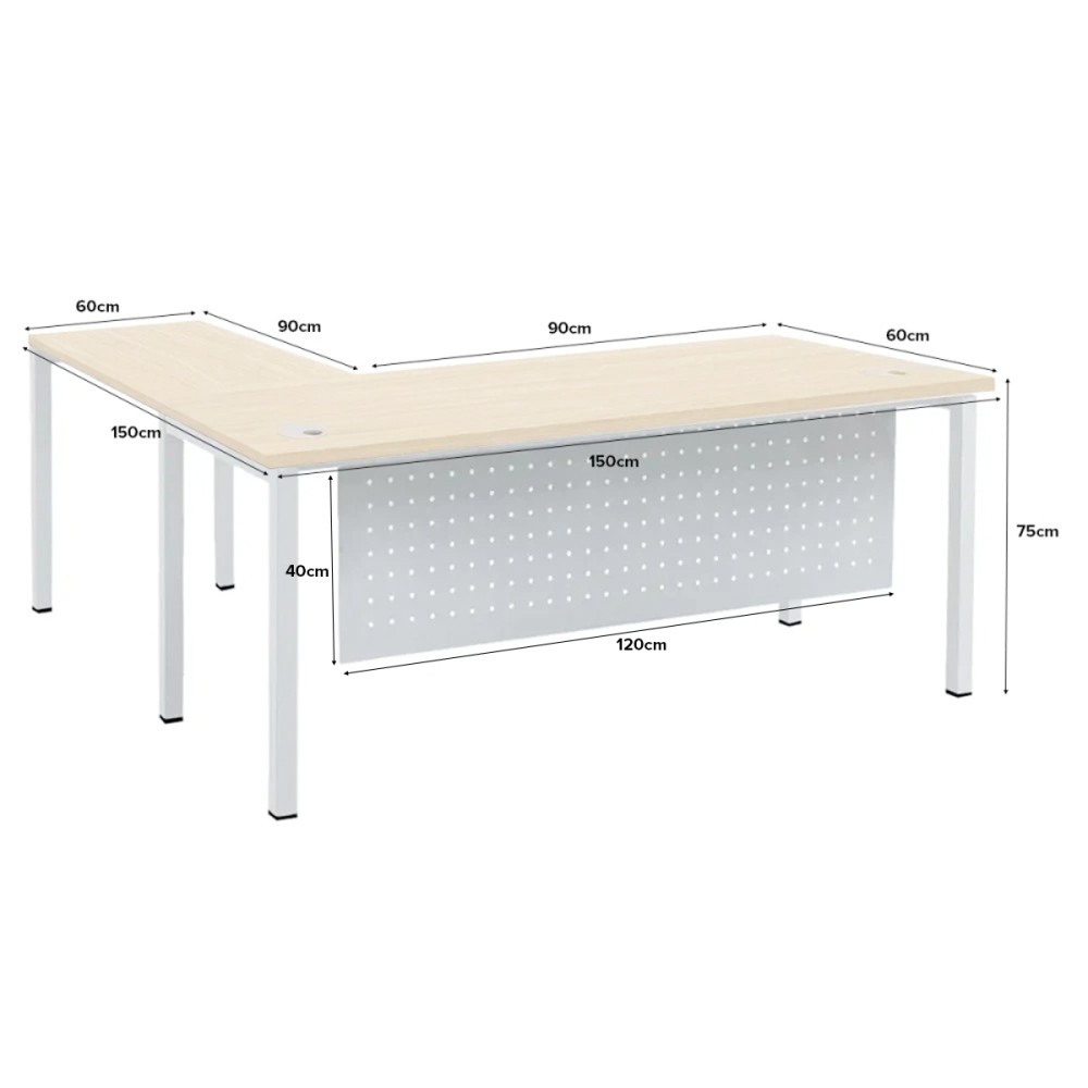 FORSBERG L-Shaped Office Desk with Modesty Panel - JIJI.SG