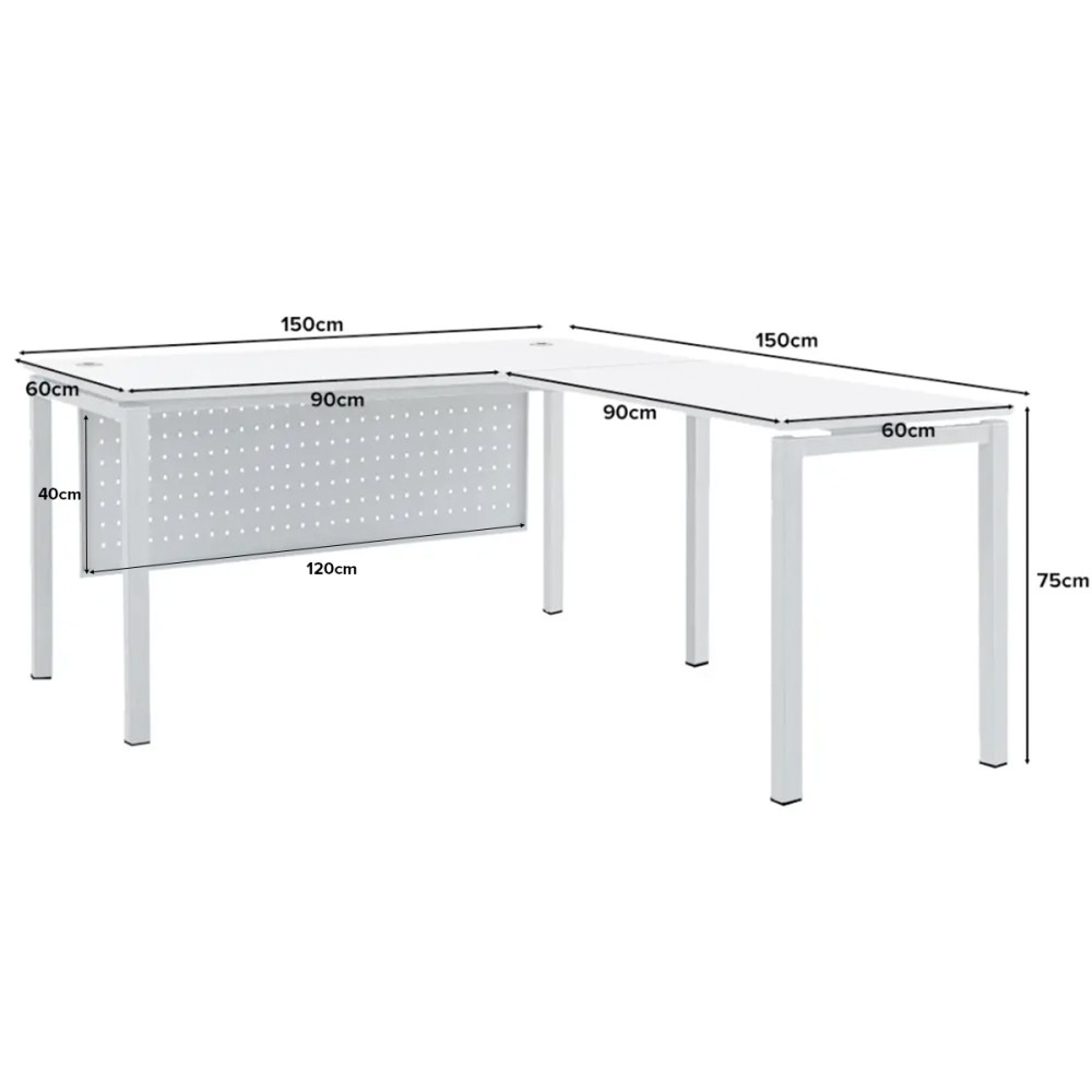 FORSBERG L-Shaped Office Desk with Modesty Panel - JIJI.SG