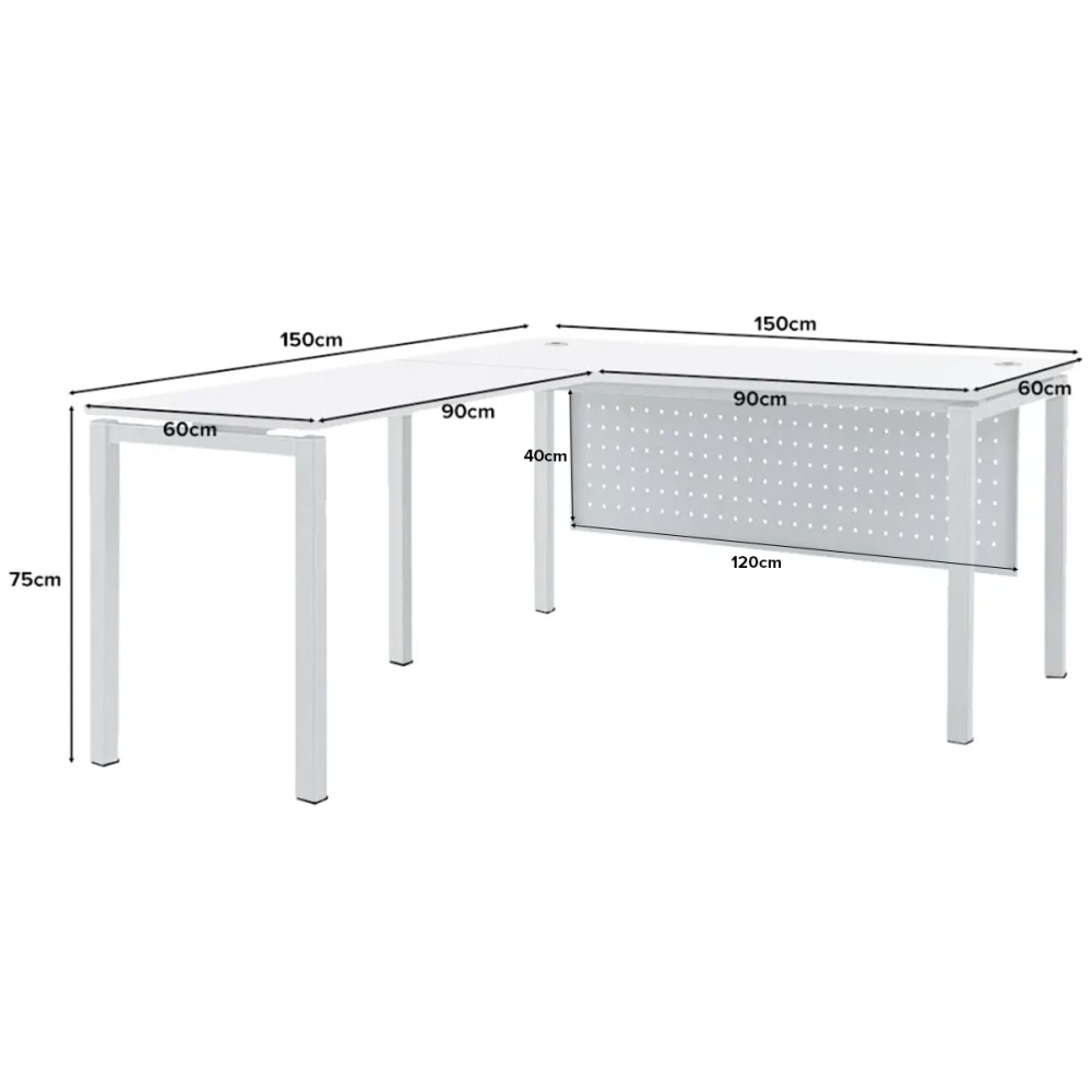 FORSBERG L-Shaped Office Desk with Modesty Panel - JIJI.SG