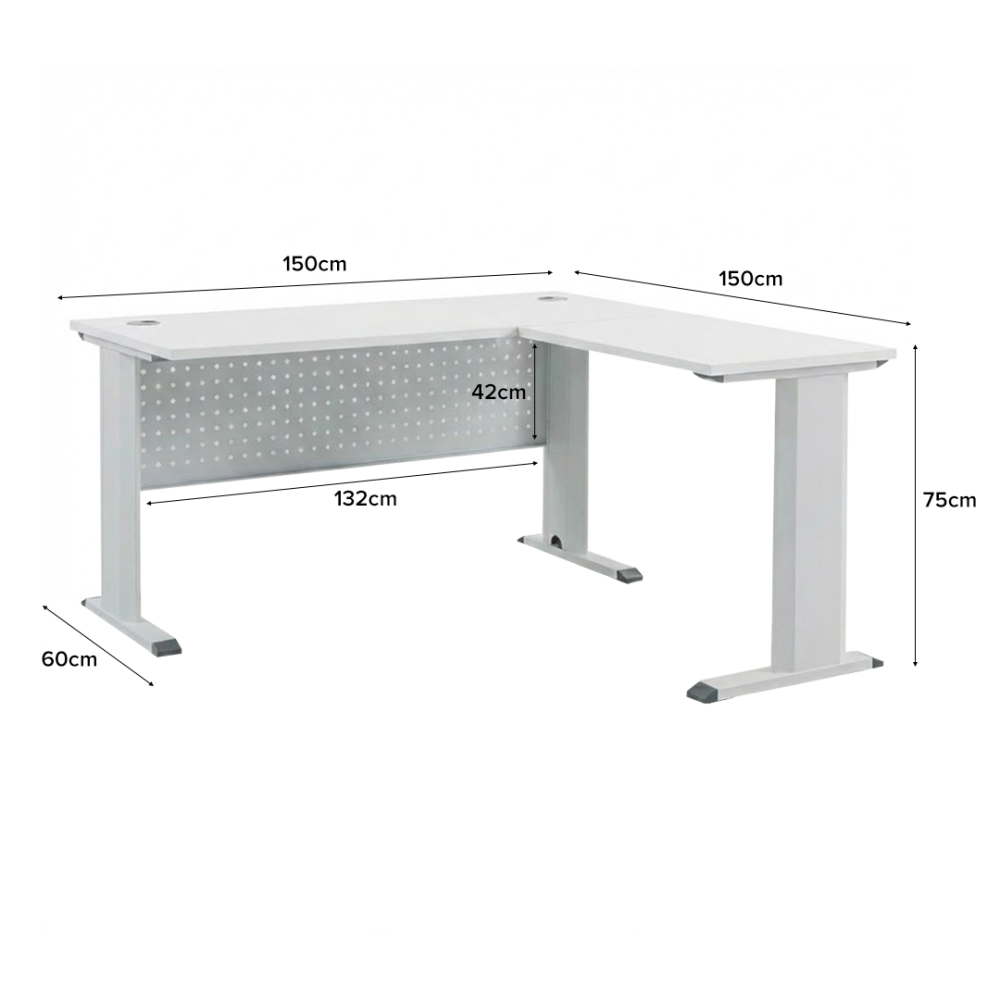 KILIAN L-Shaped Office Desk with Modesty Panel - JIJI.SG