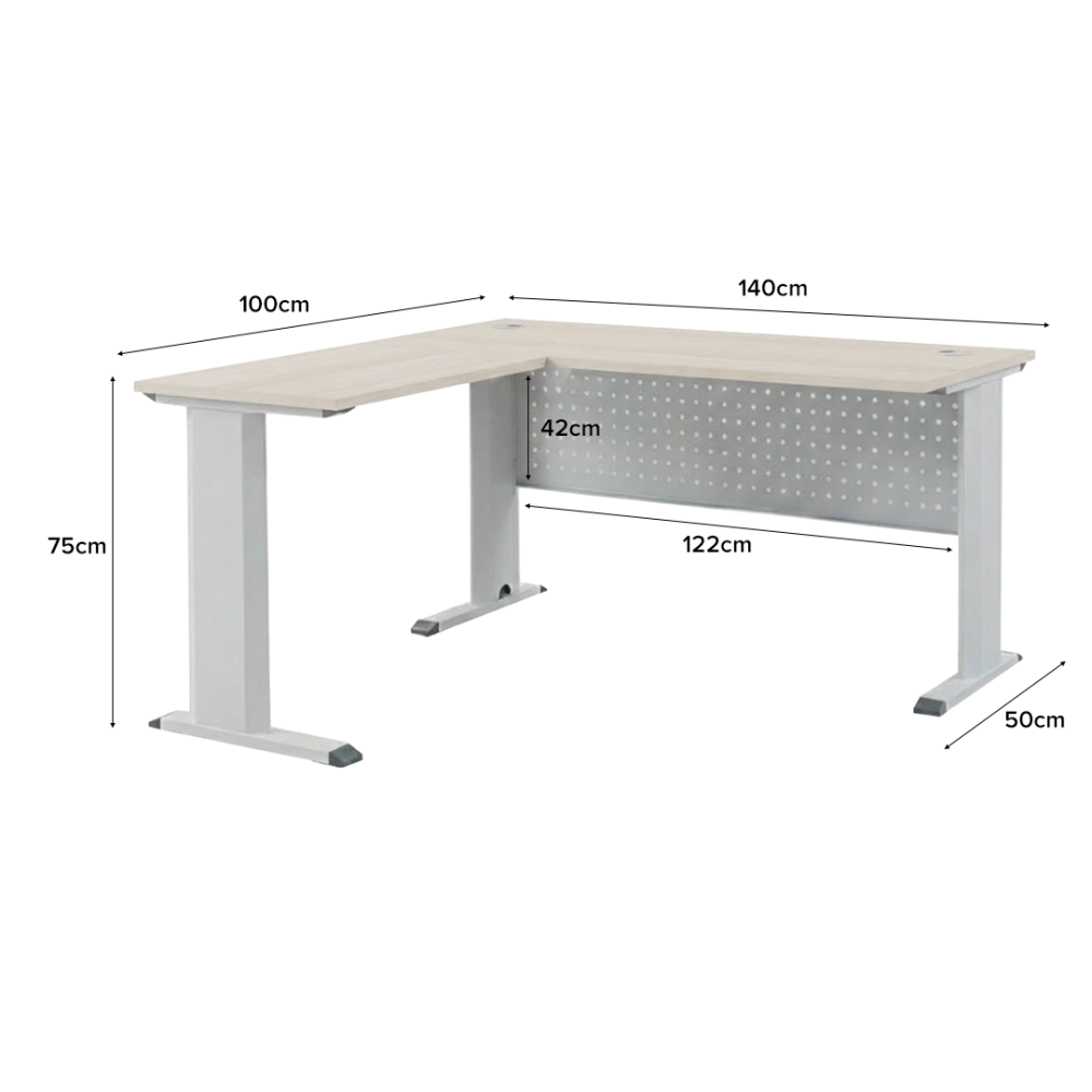 KILIAN L-Shaped Office Desk with Modesty Panel - JIJI.SG