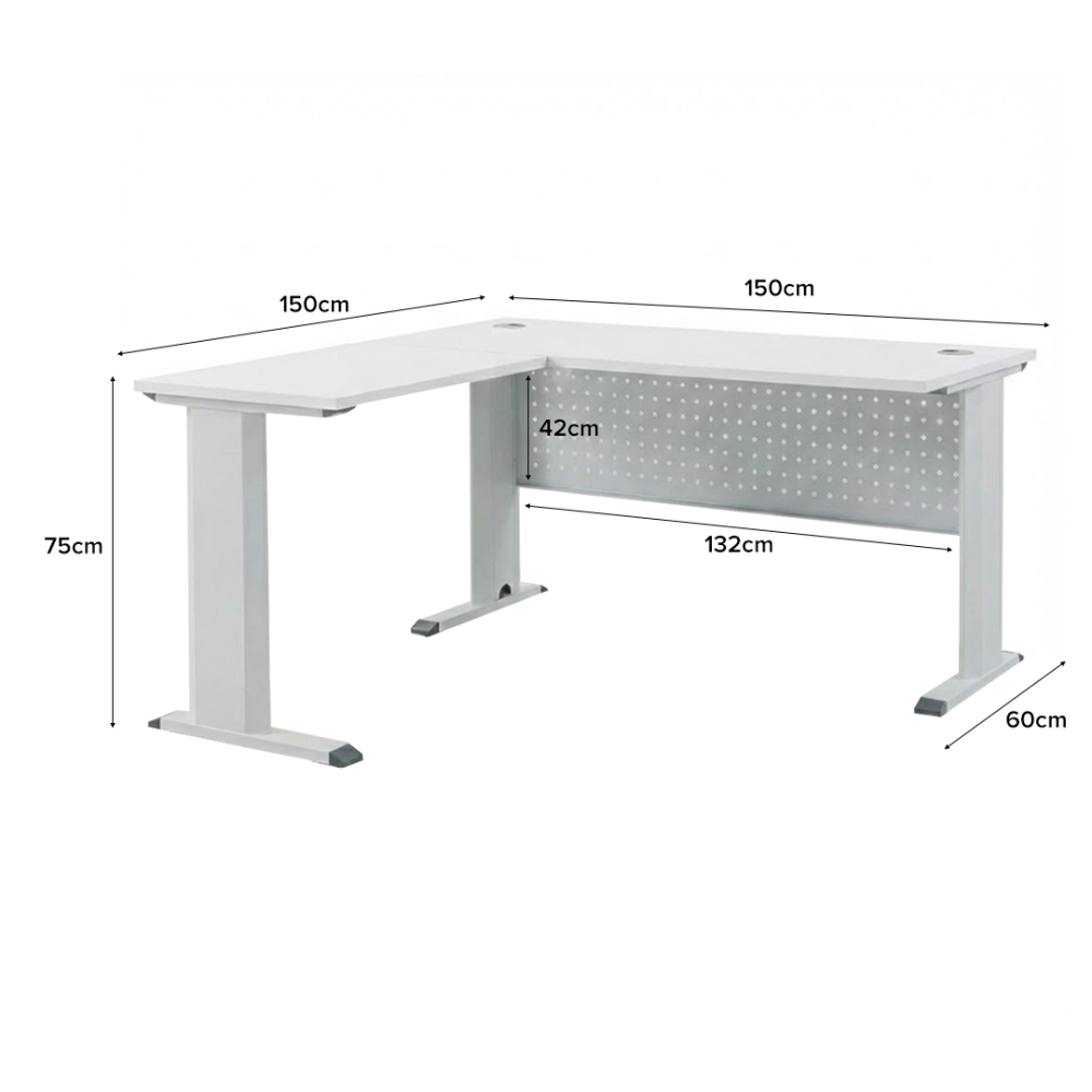 KILIAN L-Shaped Office Desk with Modesty Panel - JIJI.SG