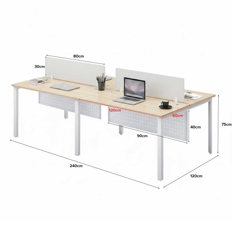 FORSBERG 4 Seater Work Station with Modesty Panel - JIJI.SG