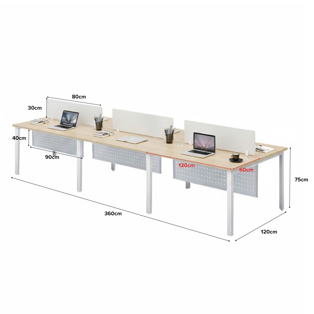 FORSBERG 6 Seater Work Station with Modesty Panel - JIJI.SG