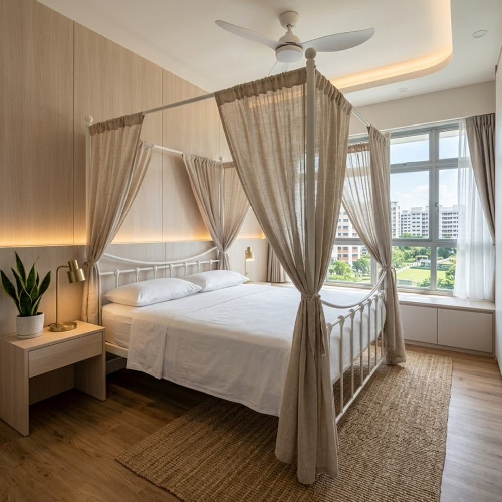 QUENTIN Metal Canopy Bed - JIJI.SG