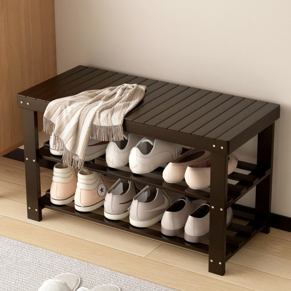 TREGNA Bamboo Shoe Rack Bench - JIJI.SG