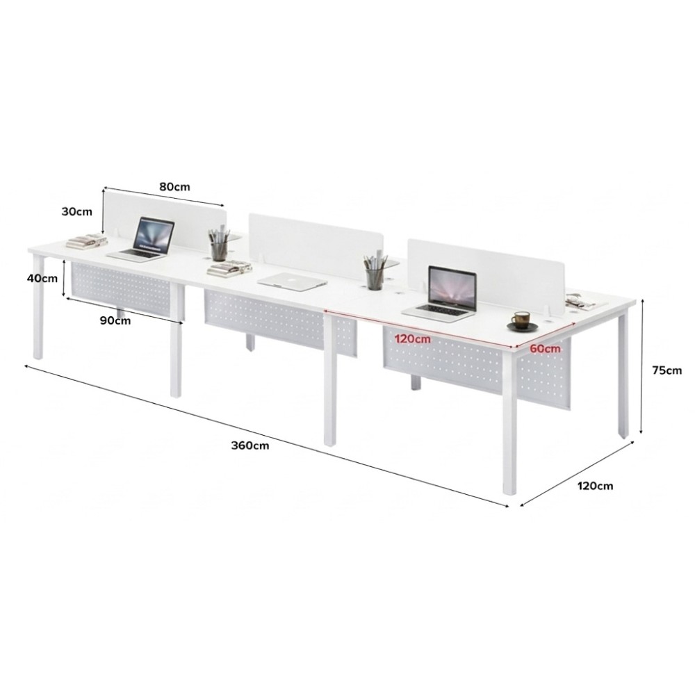 FORSBERG 6 Seater Work Station with Modesty Panel - JIJI.SG