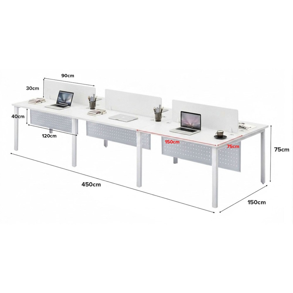 FORSBERG 6 Seater Work Station with Modesty Panel - JIJI.SG