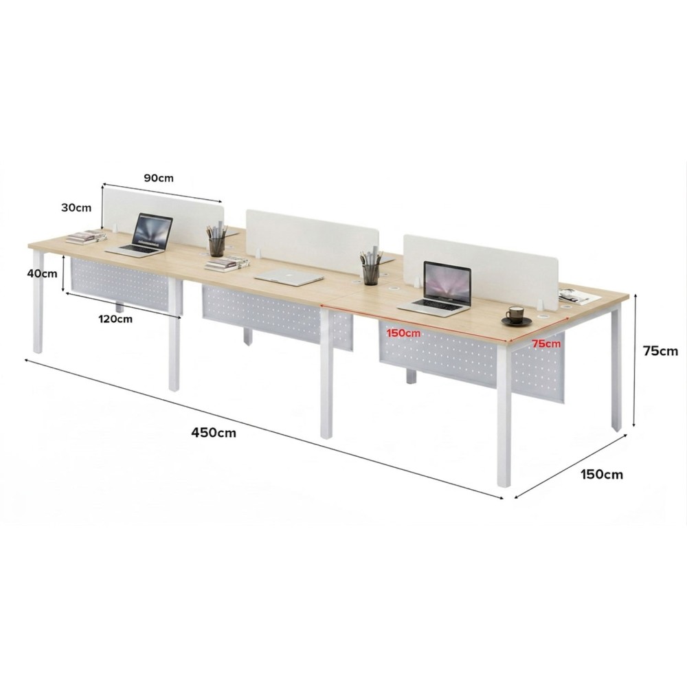 FORSBERG 6 Seater Work Station with Modesty Panel - JIJI.SG