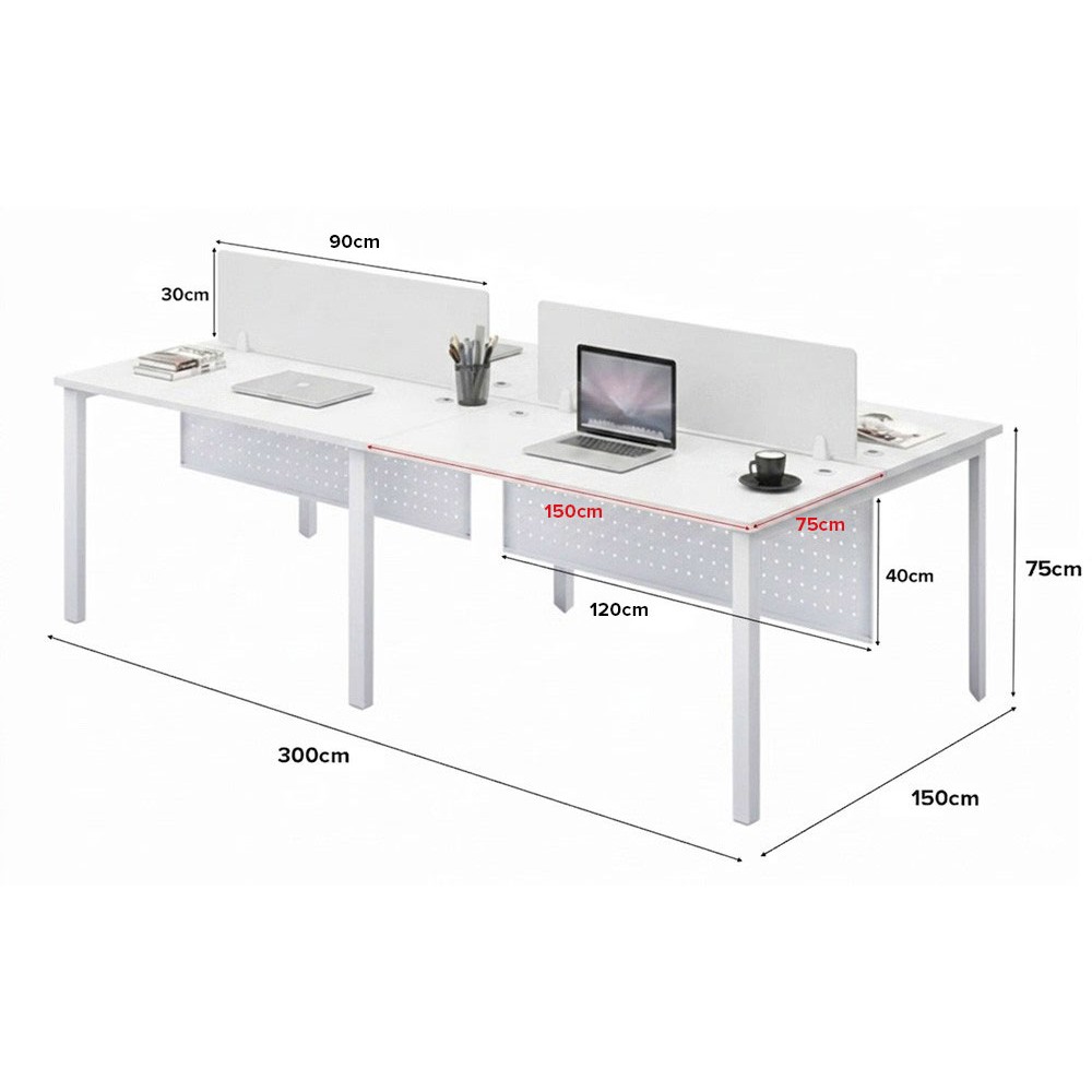 FORSBERG 4 Seater Work Station with Modesty Panel - JIJI.SG
